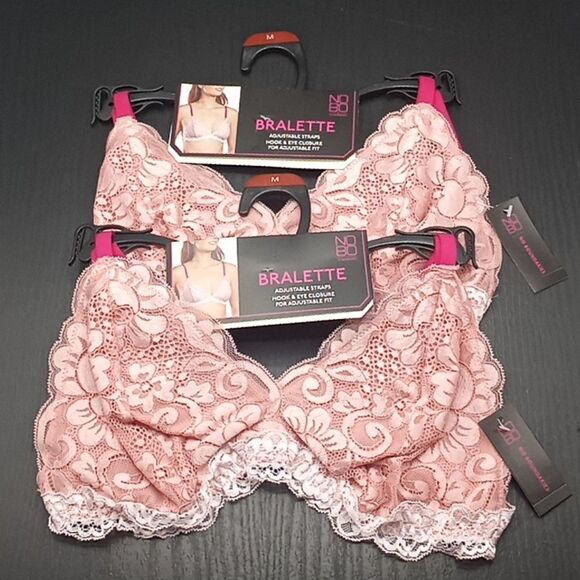 Women's Juniors' Color Pop Triangle Lace Bralette Bra 2 Pack, Size M - Picture 1 of 7